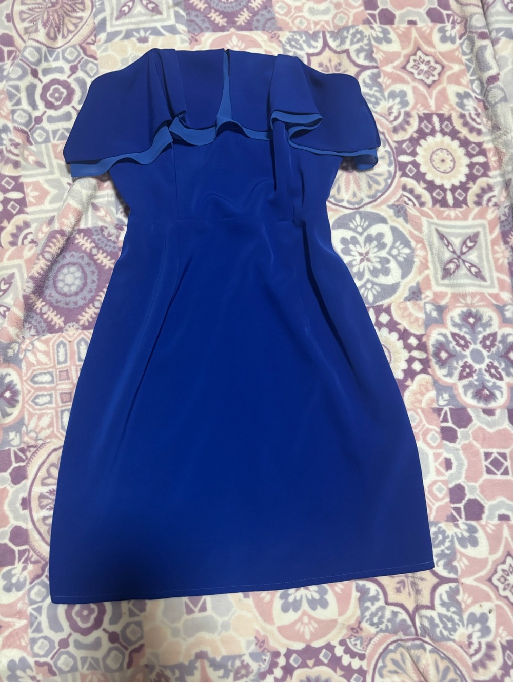 Lulu's Royal Blue One-Shoulder Ruffle Sheath Dress